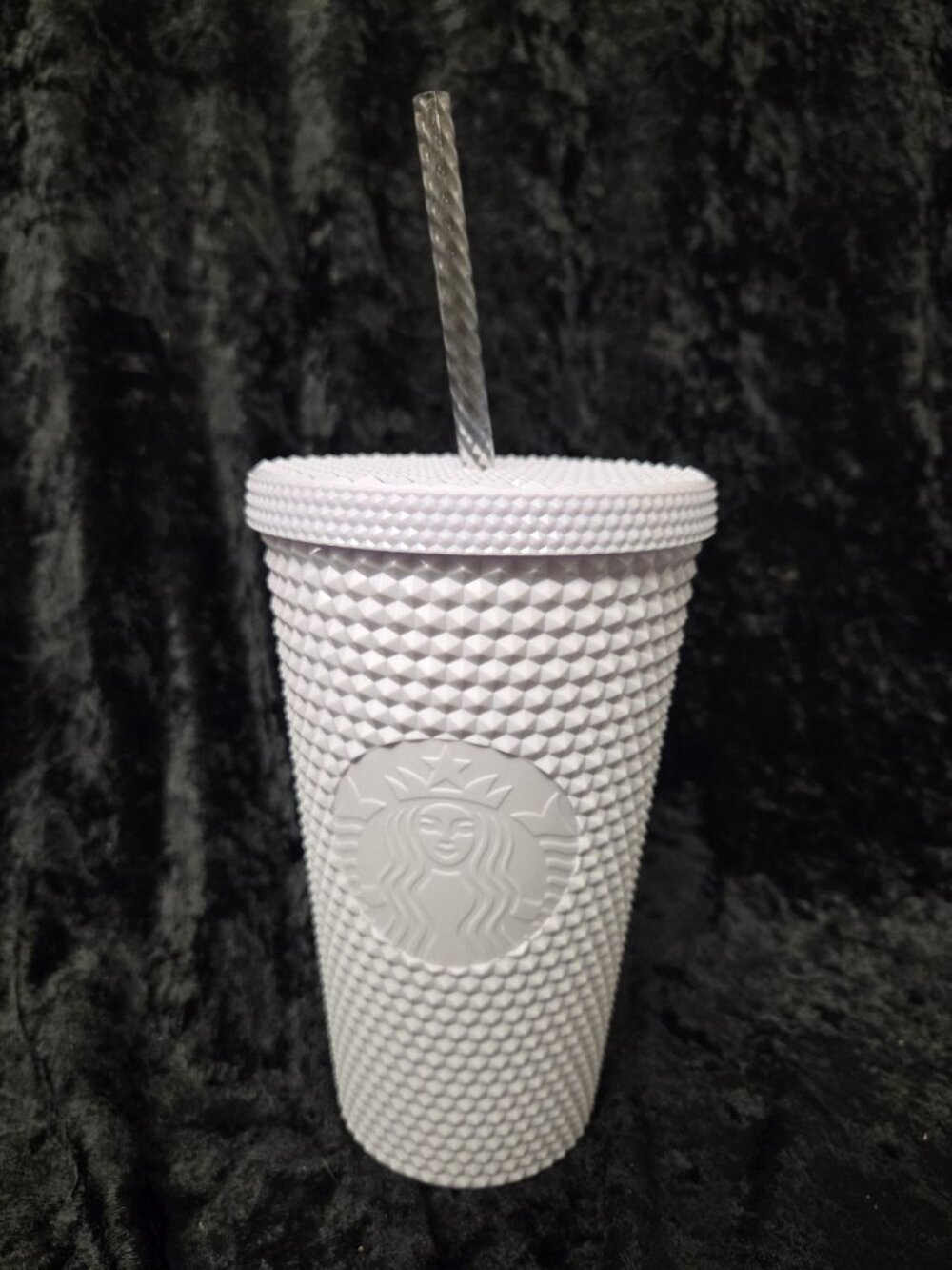 NEW Starbucks White Studded Tumbler Lid & Straw 16 Oz Cold Cup